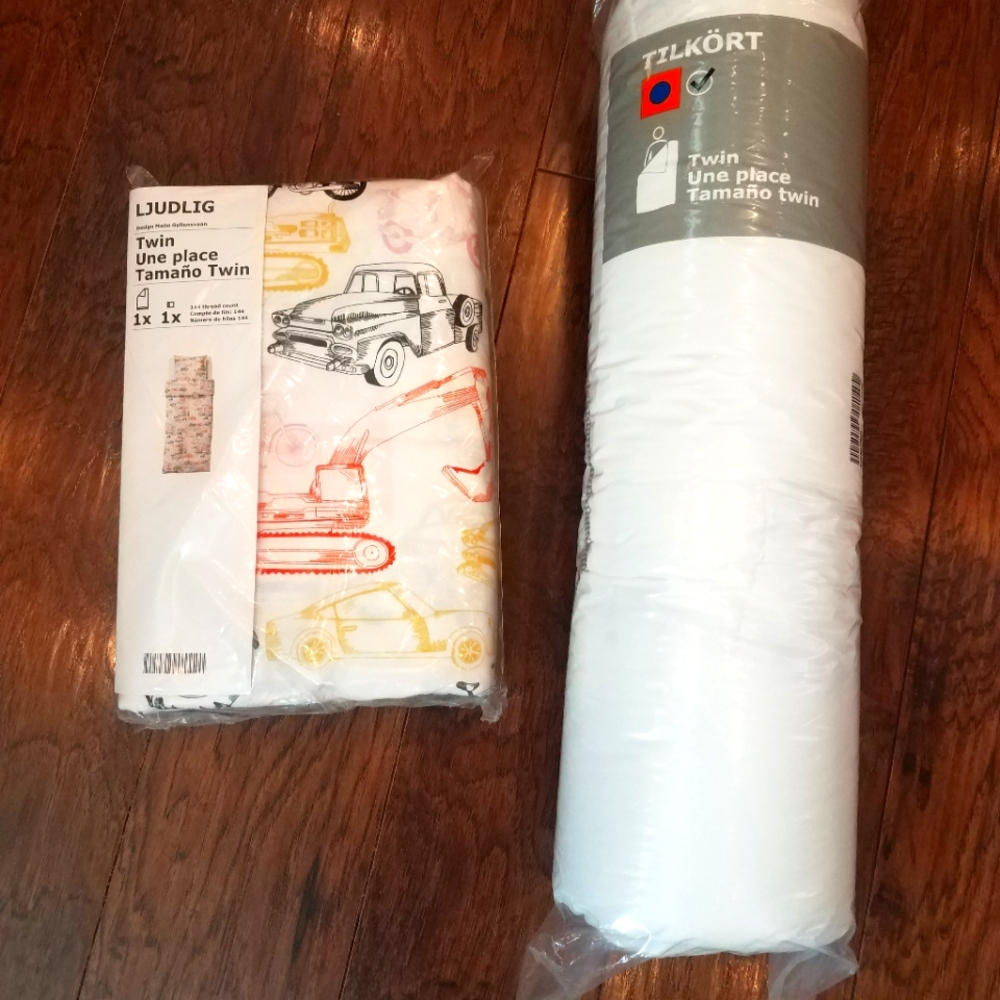 New Ikea twin duvet transportation cars trucks tracker motorcycle airplane set
